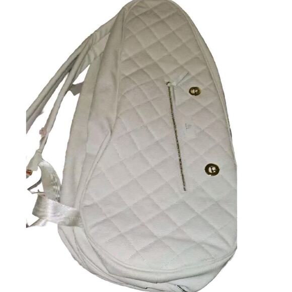 ? Masson Luxury Quilted Double Racket Bag Backpack Gold/White Holds 6 Rackets! main image 4